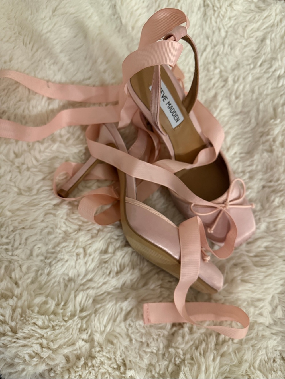 New Steve Madden Pink Satin Ballet Heeled Sandals